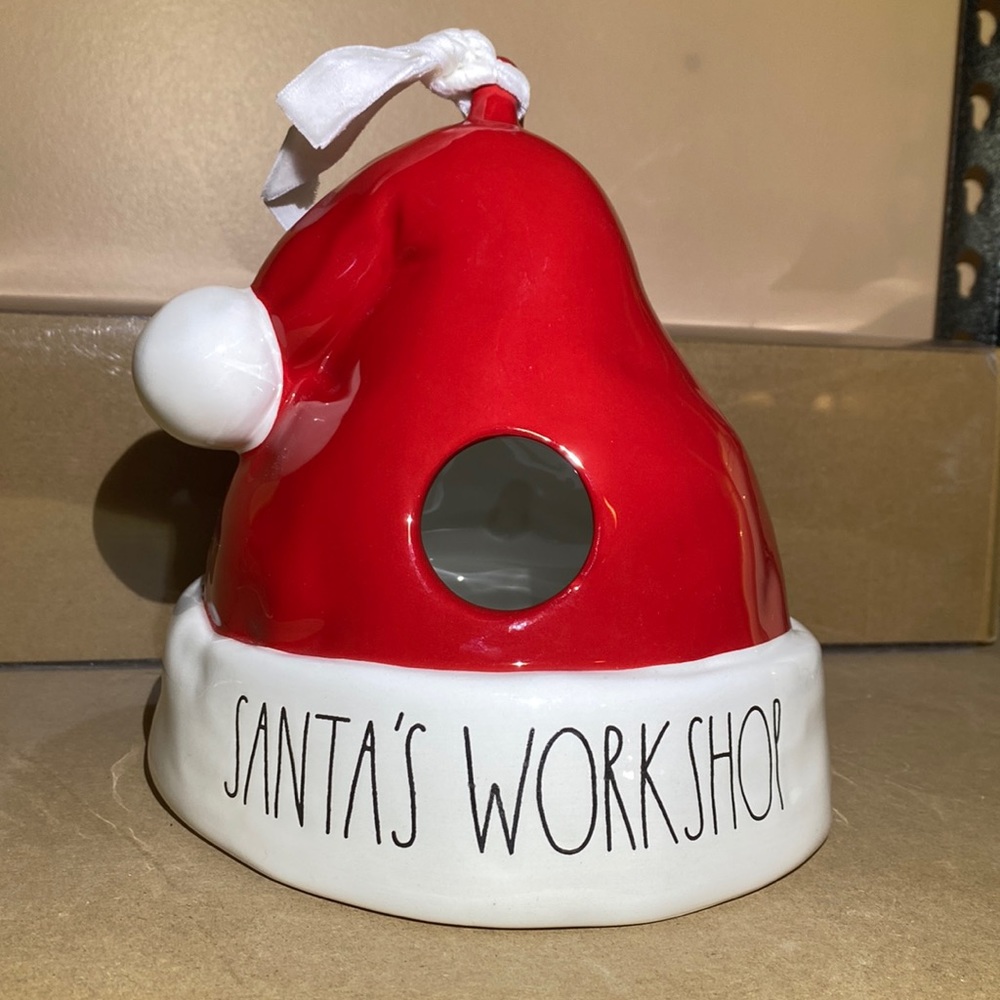 Rae dunn SANTAS WORKSHOP Santa hat birdhouse